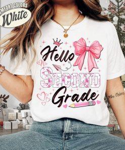 Hello Second Grade Shirt | Pink Bow Back to School Shirt | Cute Teacher Student Tee | Second Grade First Day Outfit