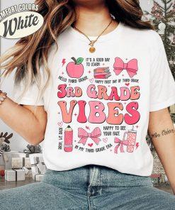 3rd Grade Vibes Shirt | Back to School Teacher & Student Tee | Cute Pink Bow & School Supplies Design | Fun Third Grade Outfit