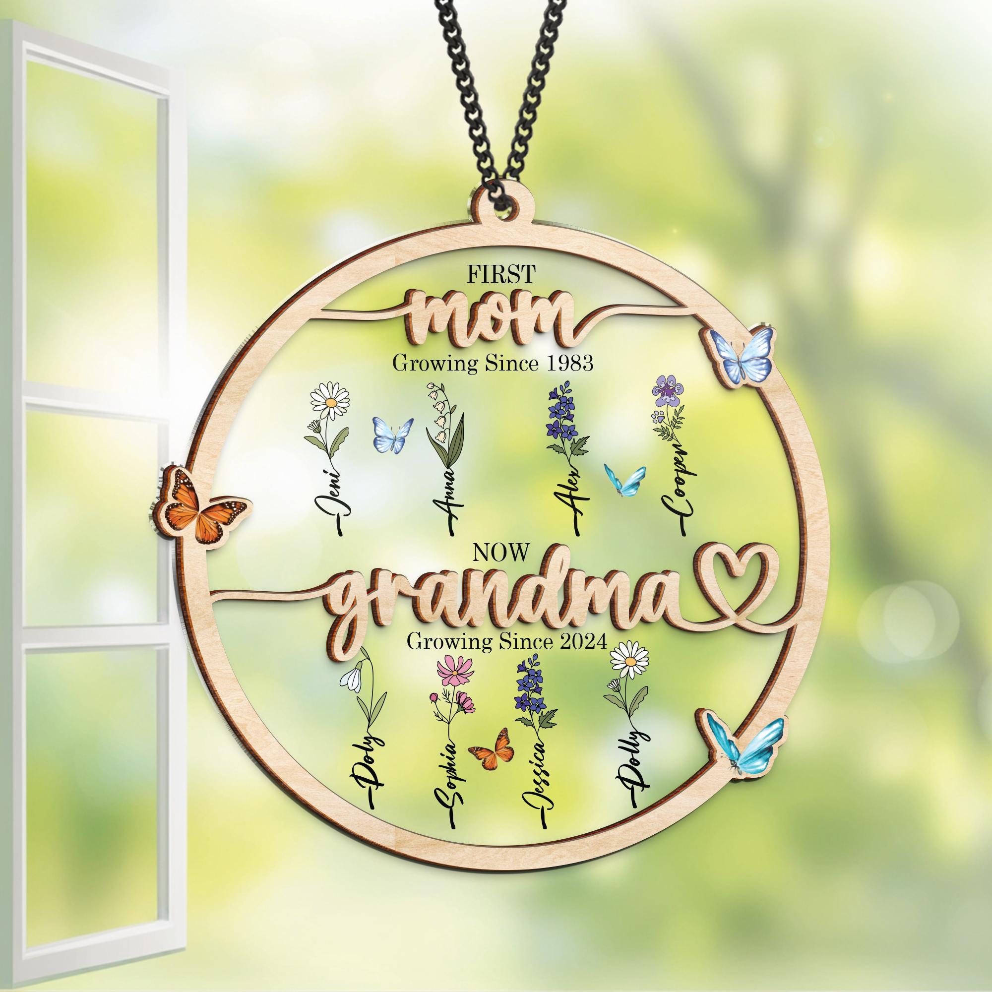 Grandma's Garden Suncatcher First Mom Now Grandma Personalized Birth Flower, Birth months Window Hanging Suncatcher Mothers Day Gift For Mom Grandma's Garden Suncatcher First Mom Now Grandma Personalized Birth Flower, Birth months Window Hanging Suncatcher Mothers Day Gift For Mom