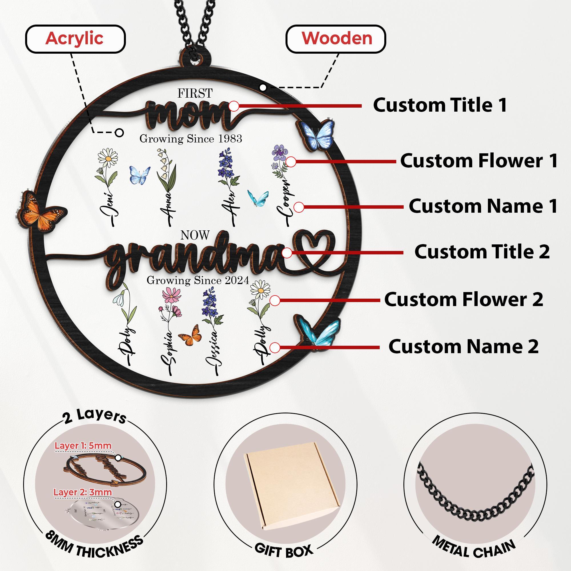 Grandma's Garden Suncatcher First Mom Now Grandma Personalized Birth Flower, Birth months Window Hanging Suncatcher Mothers Day Gift For Mom Grandma's Garden Suncatcher First Mom Now Grandma Personalized Birth Flower, Birth months Window Hanging Suncatcher Mothers Day Gift For Mom