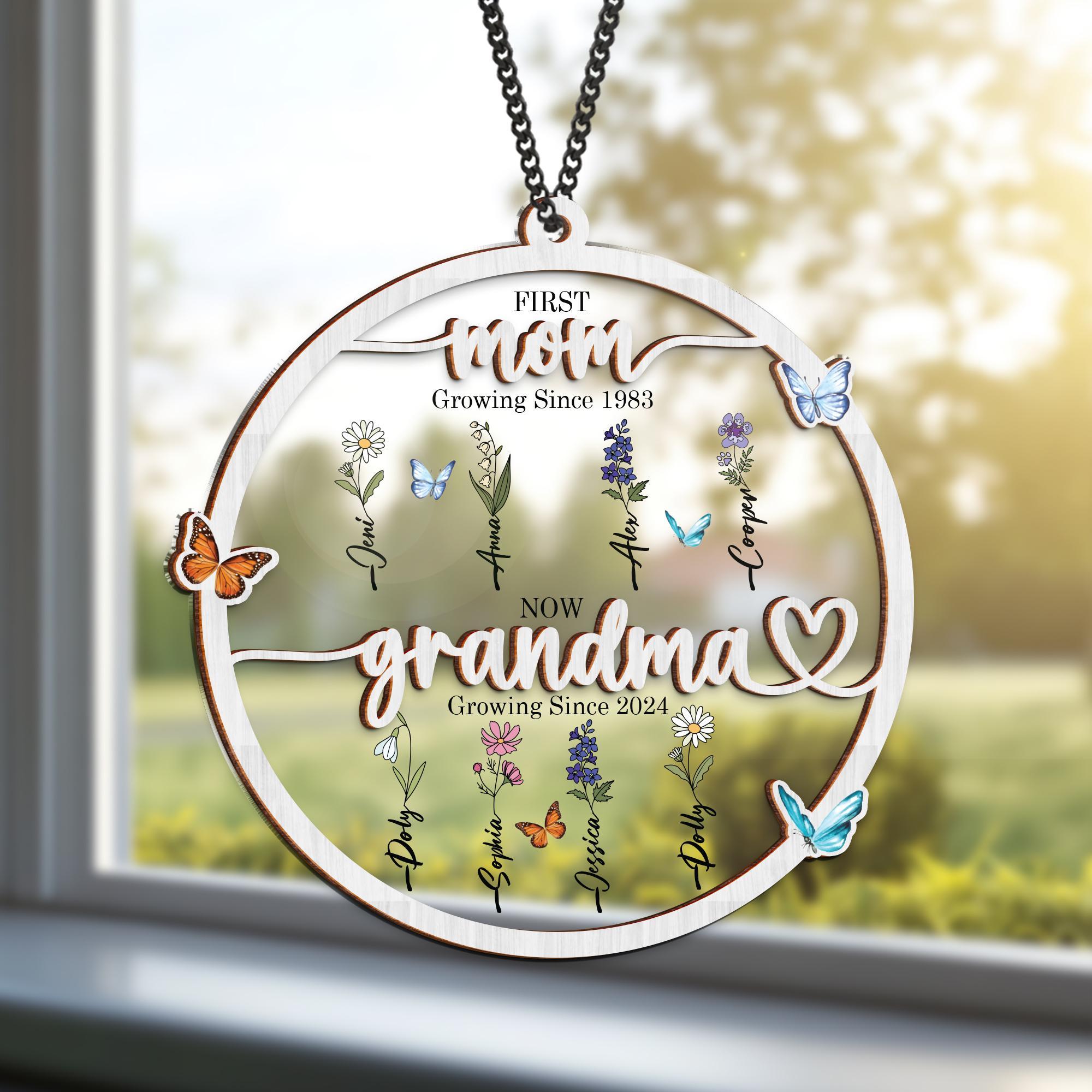 Grandma's Garden Suncatcher First Mom Now Grandma Personalized Birth Flower, Birth months Window Hanging Suncatcher Mothers Day Gift For Mom Grandma's Garden Suncatcher First Mom Now Grandma Personalized Birth Flower, Birth months Window Hanging Suncatcher Mothers Day Gift For Mom
