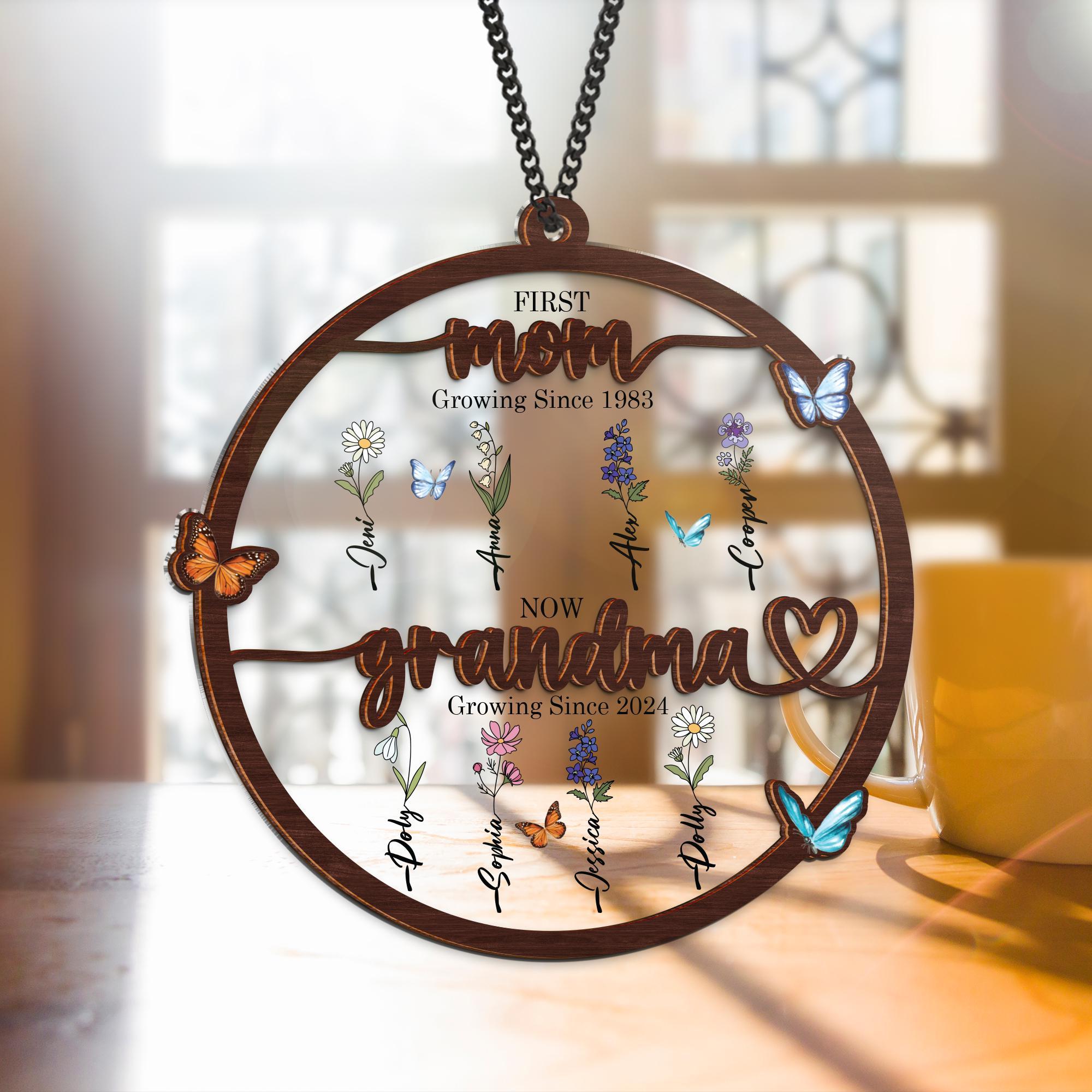 Grandma's Garden Suncatcher First Mom Now Grandma Personalized Birth Flower, Birth months Window Hanging Suncatcher Mothers Day Gift For Mom Grandma's Garden Suncatcher First Mom Now Grandma Personalized Birth Flower, Birth months Window Hanging Suncatcher Mothers Day Gift For Mom