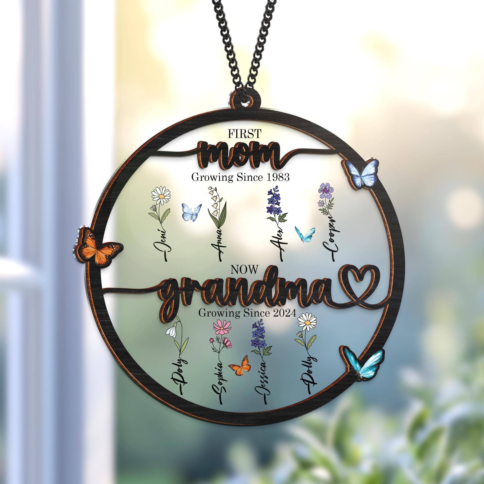 Grandma's Garden Suncatcher First Mom Now Grandma Personalized Birth Flower, Birth months Window Hanging Suncatcher Mothers Day Gift For Mom Grandma's Garden Suncatcher First Mom Now Grandma Personalized Birth Flower, Birth months Window Hanging Suncatcher Mothers Day Gift For Mom