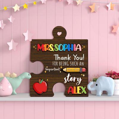 Personalized Thank You Teacher Puzzle Sign,Thank You Gift, Teacher Appreciation Sign,Thank You for Being Such an Important Piece of My Story Personalized Thank You Teacher Puzzle Sign,Thank You Gift, Teacher Appreciation Sign,Thank You for Being Such an Important Piece of My Story