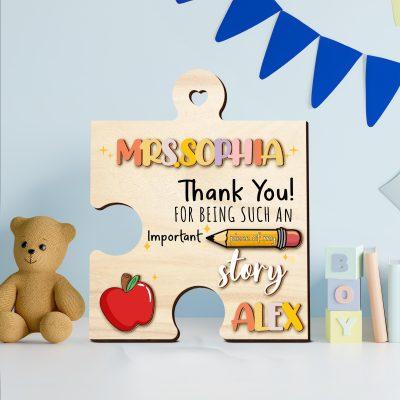 Personalized Thank You Teacher Puzzle Sign,Thank You Gift, Teacher Appreciation Sign,Thank You for Being Such an Important Piece of My Story Personalized Thank You Teacher Puzzle Sign,Thank You Gift, Teacher Appreciation Sign,Thank You for Being Such an Important Piece of My Story