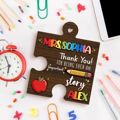 Personalized Thank You Teacher Puzzle Sign,Thank You Gift, Teacher Appreciation Sign,Thank You for Being Such an Important Piece of My Story Personalized Thank You Teacher Puzzle Sign,Thank You Gift, Teacher Appreciation Sign,Thank You for Being Such an Important Piece of My Story