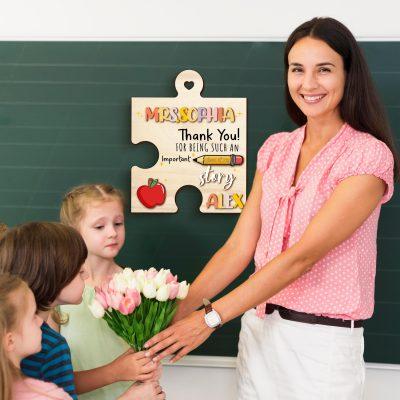 Personalized Thank You Teacher Puzzle Sign,Thank You Gift, Teacher Appreciation Sign,Thank You for Being Such an Important Piece of My Story Personalized Thank You Teacher Puzzle Sign,Thank You Gift, Teacher Appreciation Sign,Thank You for Being Such an Important Piece of My Story