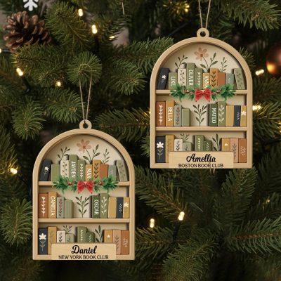 Personalized Book Club Christmas Wood Ornament, Book Club Christmas Ornament, Christmas Books Ornaments, Gift for Librarian or Reader Personalized Book Club Christmas Wood Ornament, Book Club Christmas Ornament, Christmas Books Ornaments, Gift for Librarian or Reader