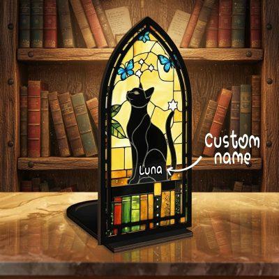 Cat Library Sign, Cat Loss Memorial Bookshelf Decor, Personalized Cat Gothic Book Nook, Pet Passing Remembrance (NO LED Candle Included) Cat Library Sign, Cat Loss Memorial Bookshelf Decor, Personalized Cat Gothic Book Nook, Pet Passing Remembrance (NO LED Candle Included)