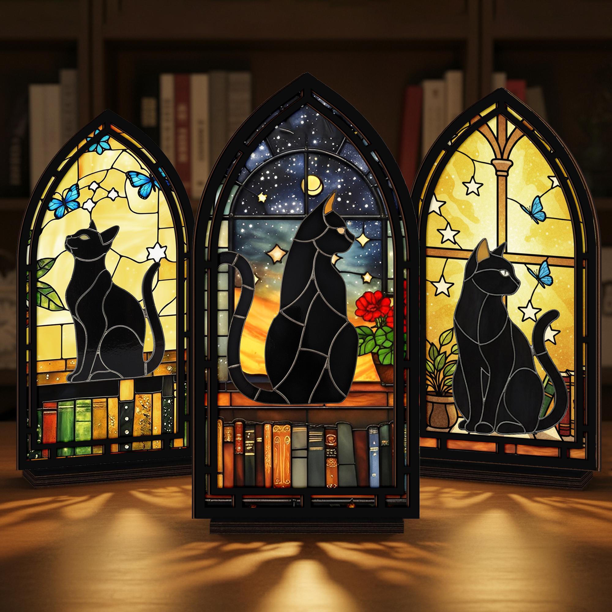 Cat Library Sign, Cat Loss Memorial Bookshelf Decor, Personalized Cat Gothic Book Nook, Pet Passing Remembrance (NO LED Candle Included) Cat Library Sign, Cat Loss Memorial Bookshelf Decor, Personalized Cat Gothic Book Nook, Pet Passing Remembrance (NO LED Candle Included)