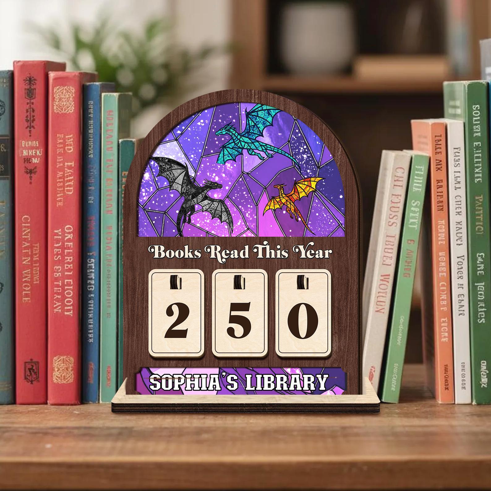 Personalized Books Read Tracker - Books Read This Year, Fantasy Book Lovers Gift, TwoDays 4th Wing Inspired Book Nook, Dragon Library Sign Personalized Books Read Tracker - Books Read This Year, Fantasy Book Lovers Gift, TwoDays 4th Wing Inspired Book Nook, Dragon Library Sign