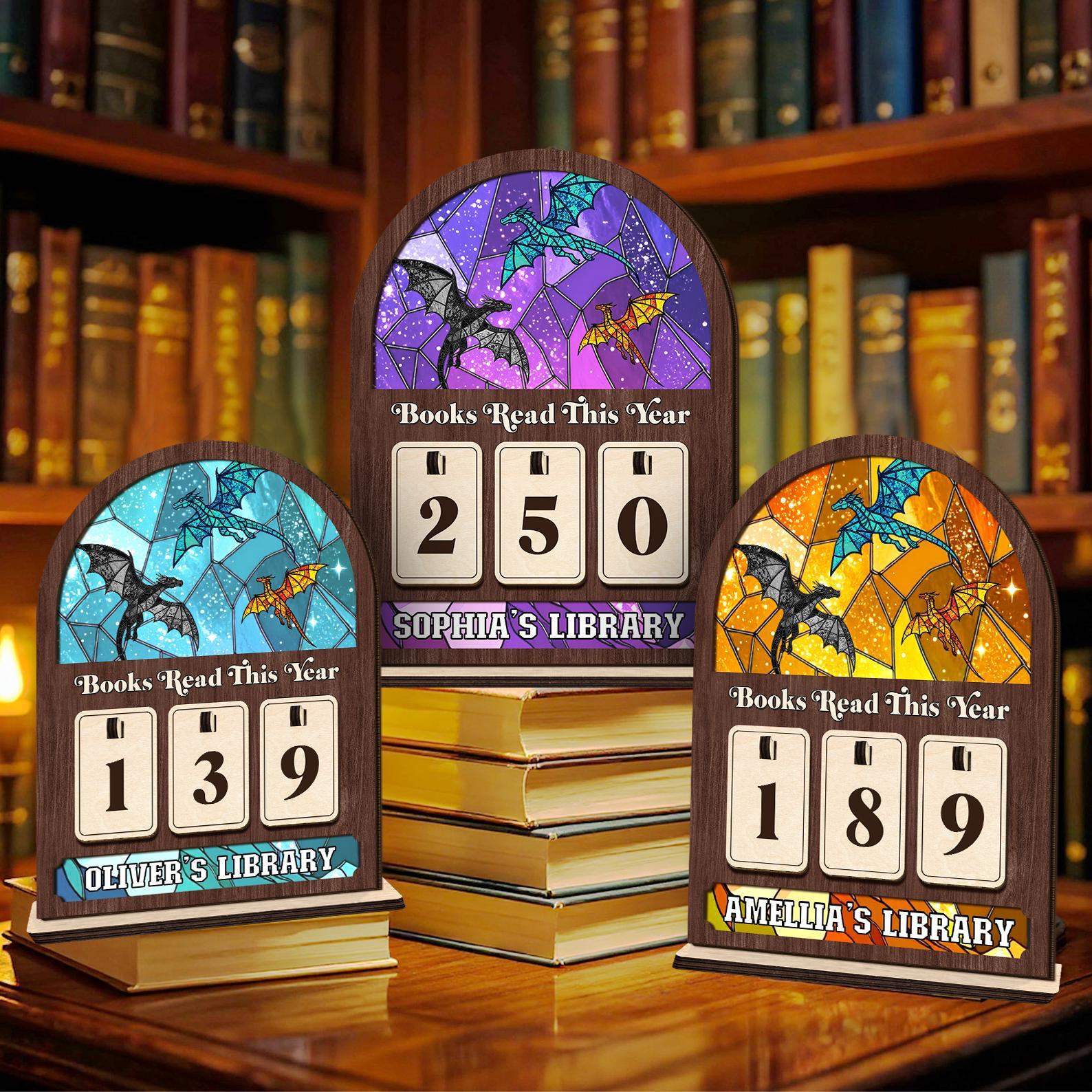 Personalized Books Read Tracker - Books Read This Year, Fantasy Book Lovers Gift, TwoDays 4th Wing Inspired Book Nook, Dragon Library Sign Personalized Books Read Tracker - Books Read This Year, Fantasy Book Lovers Gift, TwoDays 4th Wing Inspired Book Nook, Dragon Library Sign