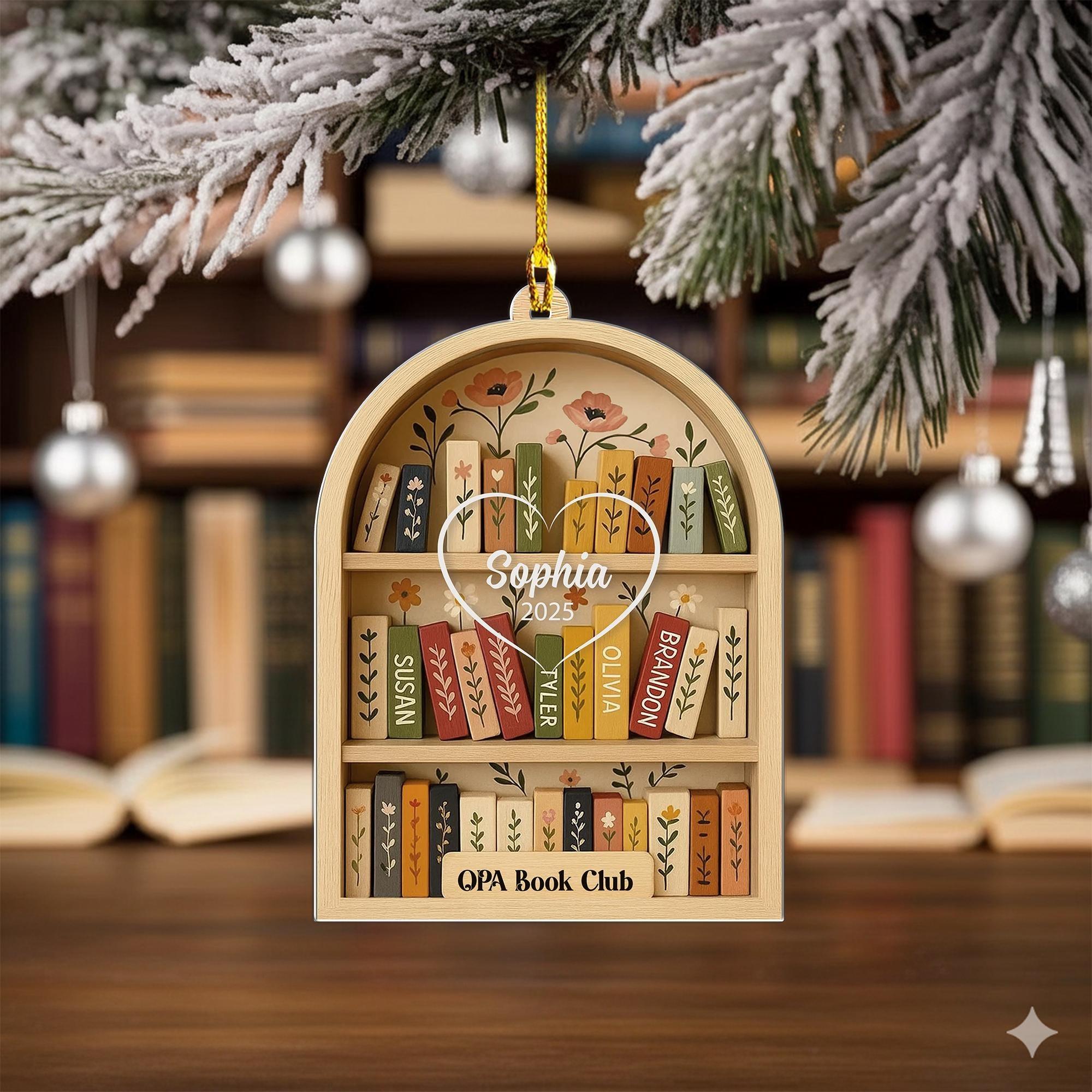 Personalized Book Club Christmas 3D Wood Ornament, Book Club Christmas Ornament, Christmas Books Ornaments, Gift for Librarian or Reader D36 Personalized Book Club Christmas 3D Wood Ornament, Book Club Christmas Ornament, Christmas Books Ornaments, Gift for Librarian or Reader D36
