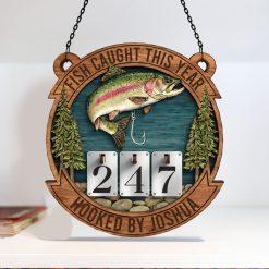 Personalized Vintage Fish Caught This Year Sign, Custom Name Fisher Tracker, Fishing Counter, Wooden Fishing Tally Counter Sign, Fisher Gift