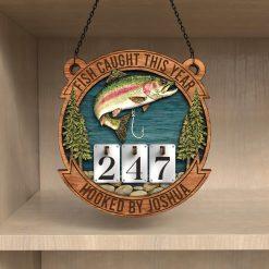 Personalized Vintage Fish Caught This Year Sign, Custom Name Fisher Tracker, Fishing Counter, Wooden Fishing Tally Counter Sign, Fisher Gift