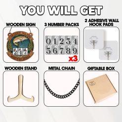 Personalized Vintage Fish Caught This Year Sign, Custom Name Fisher Tracker, Fishing Counter, Wooden Fishing Tally Counter Sign, Fisher Gift