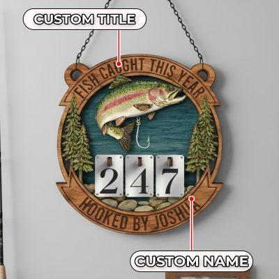 Personalized Vintage Fish Caught This Year Sign, Custom Name Fisher Tracker, Fishing Counter, Wooden Fishing Tally Counter Sign, Fisher Gift Personalized Vintage Fish Caught This Year Sign, Custom Name Fisher Tracker, Fishing Counter, Wooden Fishing Tally Counter Sign, Fisher Gift