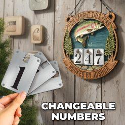 Personalized Vintage Fish Caught This Year Sign, Custom Name Fisher Tracker, Fishing Counter, Wooden Fishing Tally Counter Sign, Fisher Gift