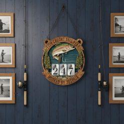 Personalized Vintage Fish Caught This Year Sign, Custom Name Fisher Tracker, Fishing Counter, Wooden Fishing Tally Counter Sign, Fisher Gift
