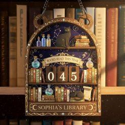 Books Read This Year Tracker, Witchy Cat Book Counter Sign, Personalized Library Decor, Magical Reading Tracker, Gift for Book Lovers