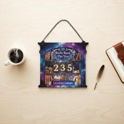 Books Read This Year Tracker, Personalized Reading Log Sign, Galaxy Library Book Counter, Cat Book Lover Gift, Custom Reader Wall Decor