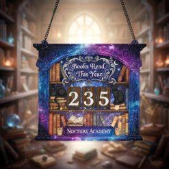 Books Read This Year Tracker, Personalized Reading Log Sign, Galaxy Library Book Counter, Cat Book Lover Gift, Custom Reader Wall Decor